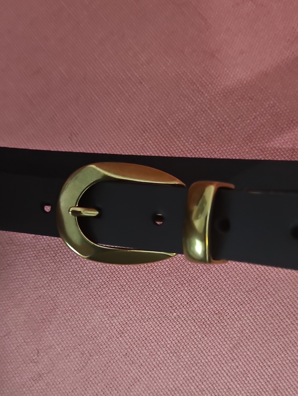 Lucky Brand Black Belt with Gold Buckle